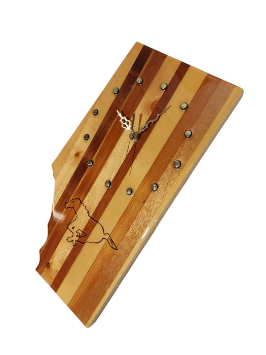 Handmade in Airdrie Alberta , Calgary Stampeders Wooden Wall Clock  =