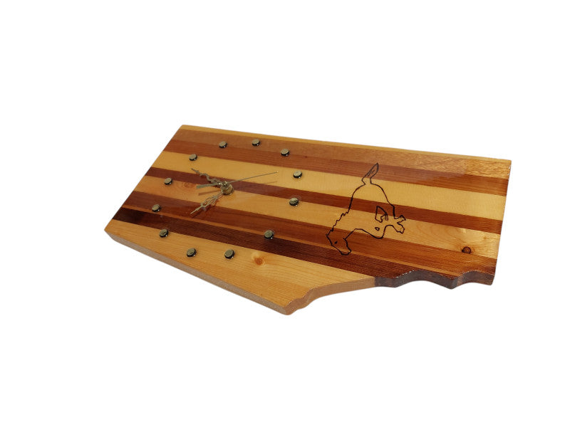 Handmade in Airdrie Alberta , Calgary Stampeders Wooden Wall Clock  =