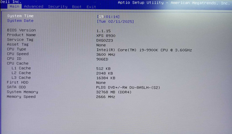 Dell XPS 8930 Tower | Intel i9-9900K CPU @3.60 GHz | 32GB RAM - NO HDD
