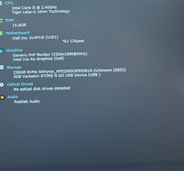 Dell Latitude 5420 i5-1135G7 16GB RAM 256GB SSD No Power Adapter READ! Q