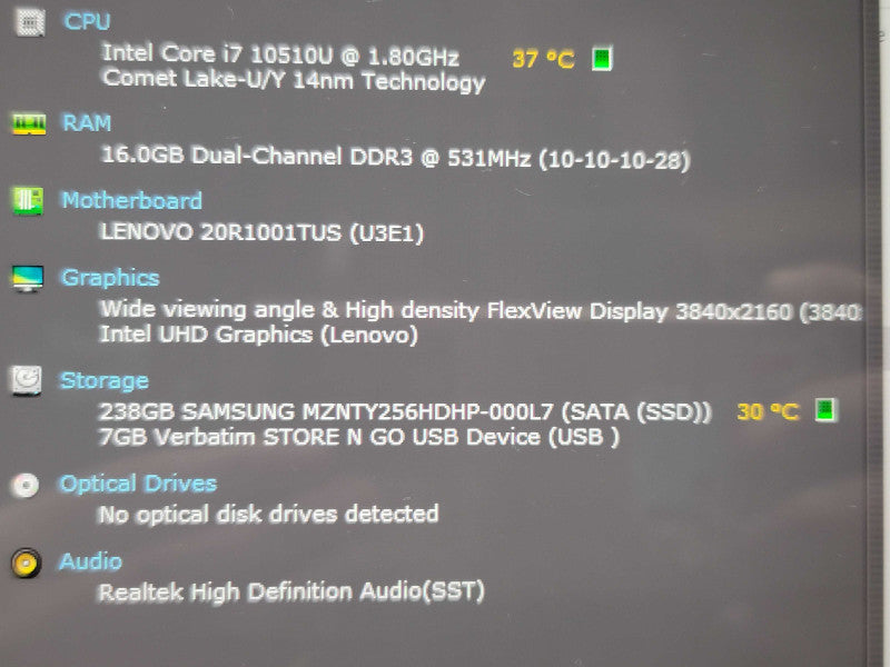 Lenovo ThinkPad X1 Carbon 7th Gen | i7-10510U| 16GB RAM| 256GB SSD | 4K ! Qβ Lap200