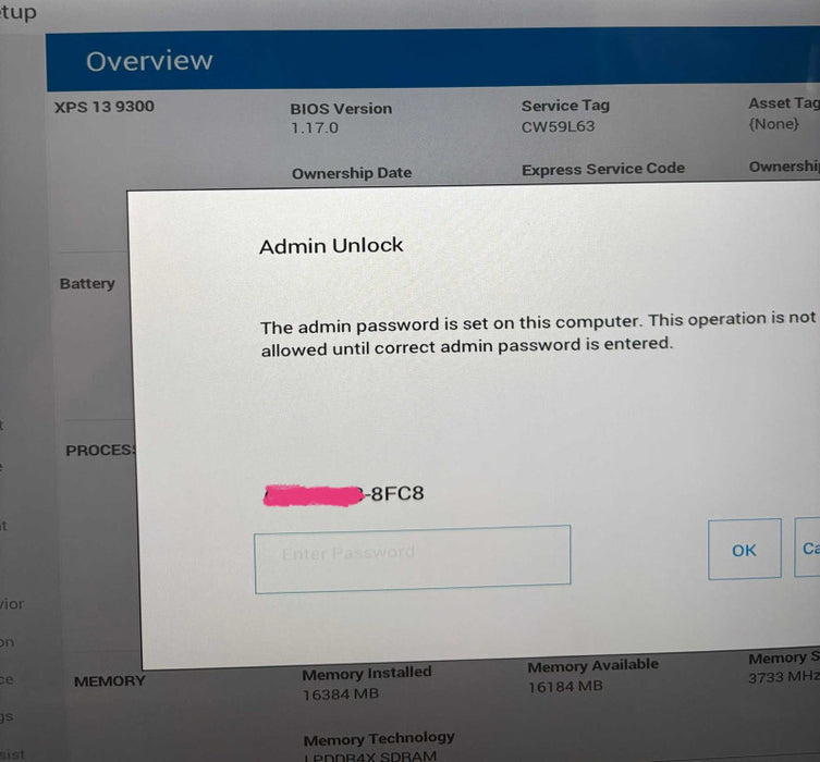 Dell XPS 13 3900 TOUCH i7-1065G7 BIOS Locked For Parts/Repair READ!  Lap200