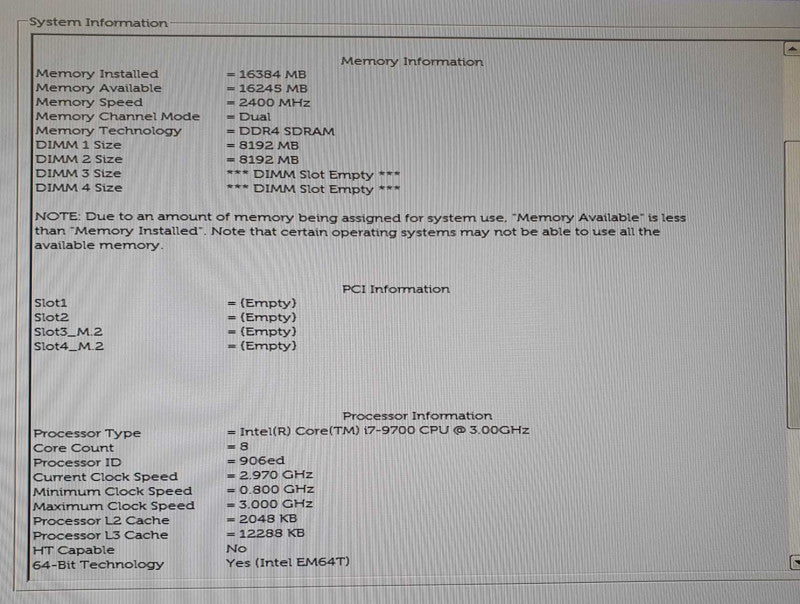 Dell OptiPlex 5070 SFF, i7-9700 CPU @ 3.00GHz, 16GB DDR4, No HDD