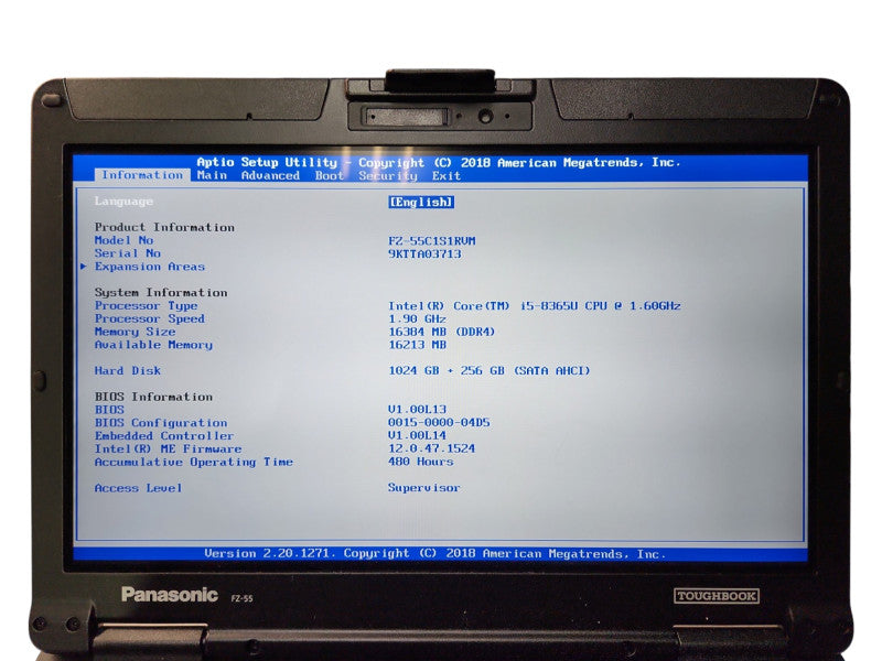 Panasonic Toughbook FZ-55, i5-8365U, 16GB RAM, 1TB+256GB, 480 Hours Q Lap200