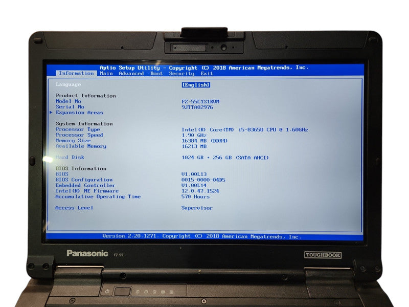 Panasonic Toughbook FZ-55, i5-8365U, 16GB RAM, 1TB+256GB, 570 Hours  Lap200