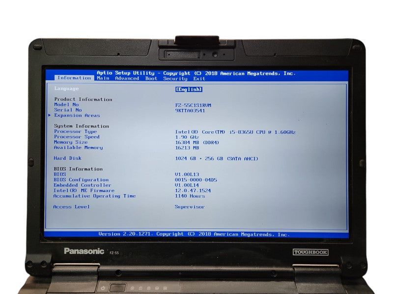 Panasonic Toughbook FZ-55, i5-8365U, 16GB RAM, 1TB+256GB, 1140 Hours  Lap200