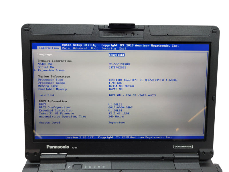 PANASONIC ToughBook FZ-55 - Core i5-8365U 16GB RAM 1TB + 256GB 240HRS Q% Lap200