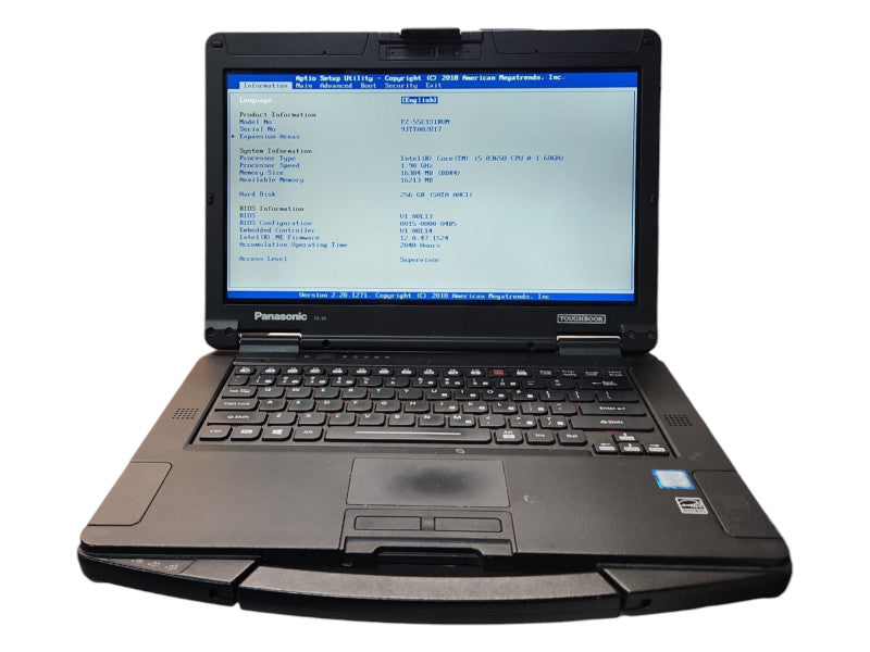 Panasonic Toughbook FZ-55, i5-8365U, 16GB RAM, 256GB, 2040 Hours  Lap200