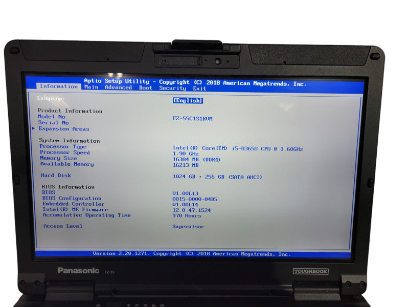 Panasonic Toughbook FZ-55, i5-8365U, 16GB RAM, 1TB+256GB, 970 Hours Q! Lap200