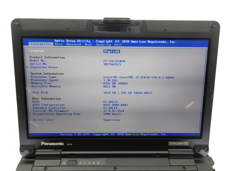PANASONIC ToughBook FZ-55 - Core i5-8365U 16GB RAM 1TB + 256GB 3340HRS % Lap200