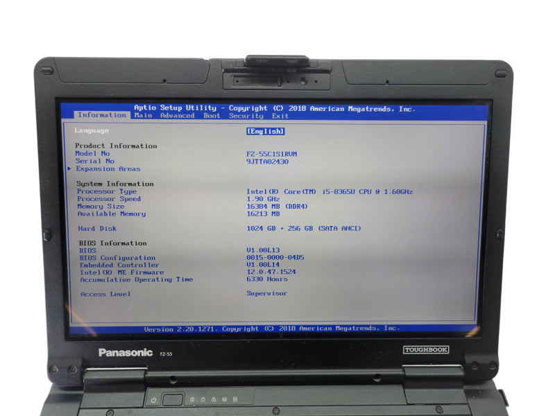 PANASONIC ToughBook FZ-55 - Core i5-8365U 16GB RAM 1TB + 256GB 6330HRS % Lap200