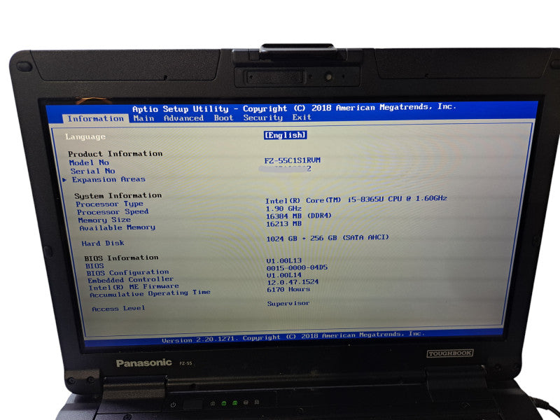 Panasonic Toughbook FZ-55 Touch i5-8365U, 16GB DDR4, 1TB + 256GB NVMe 6170HRS Q Lap200