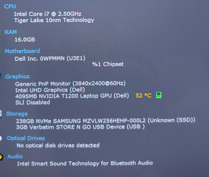 Dell Precision 5560 4K TOUCH i7-11850H QUADRO T1200 16GB RAM 256SSD No AC Adapter  Lap200