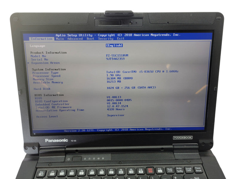 PANASONIC ToughBook FZ-55 - Core i5-8365U 16GB RAM 1TB + 256GB 4320HRS Q% Lap200