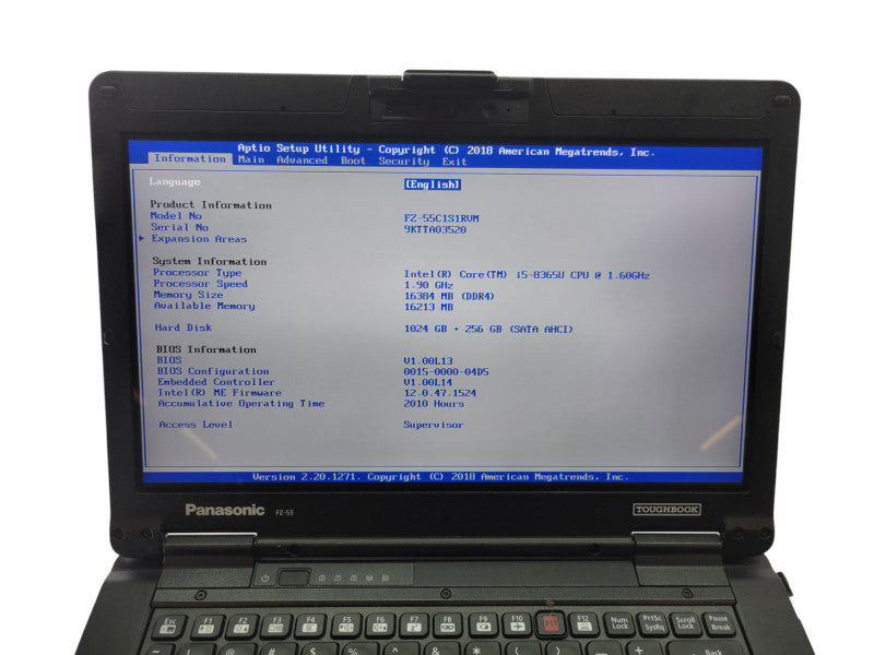 PANASONIC ToughBook FZ-55 - Core i5-8365U 16GB RAM 1TB + 256GB 2010HRS % Lap200