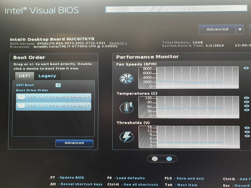 Intel NUC6i7KYB Mini PC i7-6770HQ 2.60 GHz 16GB RAM - NO HDD