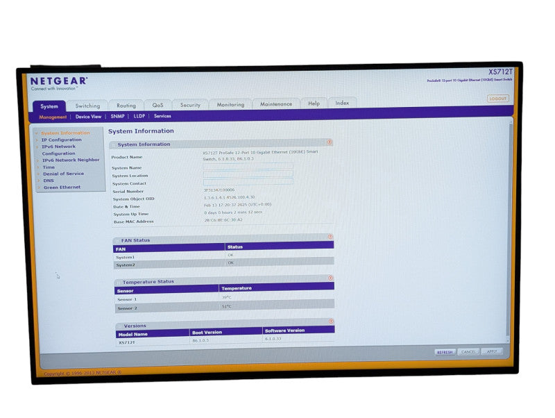 NETGEAR X5712T 12 Port 10 Gibabit 10GbE Smart Web Managed Switch  -