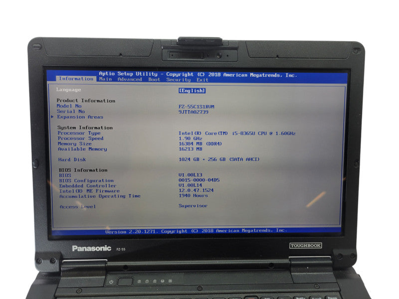 PANASONIC ToughBook FZ-55 - Core i5-8365U 16GB RAM 1TB + 256GB 1940HRS Q% Lap200