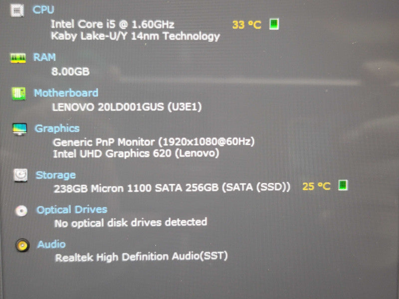 Lenovo ThinkPad X1 Yoga Gen 3 i5-8250U 8GB RAM 256GB SSD 2-in-1 Laptop β BudLap