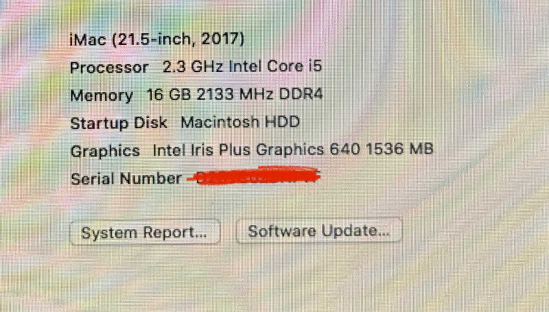 Apple iMac 21.5" 2017 i5-7360U@2.3GHz 16GB RAM 1TB HDD