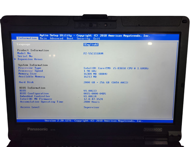 Panasonic Toughbook FZ-55, i5-8365U, 16GB RAM, 1TB+256GB, 2000 Hours Q! Lap200