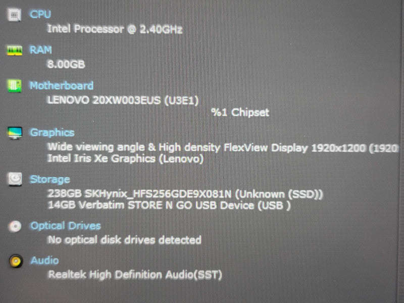 Lenovo ThinkPad X1 Carbon Gen 9 i5-1135G7 8GB RAM 256GB SSD FOR PARTS/REPAIR β Lap200