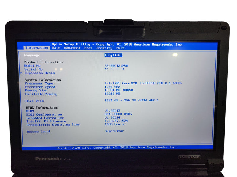Panasonic Toughbook FZ-55, i5-8365U, 16GB RAM, 1TB+256GB, 1080 Hours ! Lap200