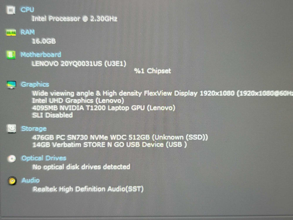 Lenovo ThinkPad P15 Gen 2 i7-11800H 16GB DDR4 T1200 512GB SSD  β Lap200