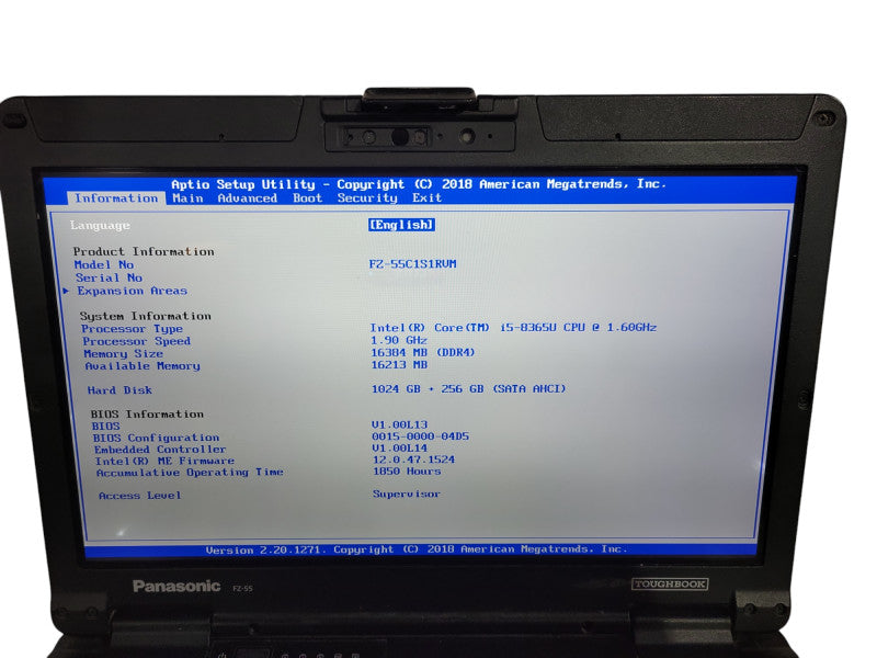 Panasonic Toughbook FZ-55, i5-8365U, 16GB RAM, 1TB+256GB, 1850 Hours Q! Lap200
