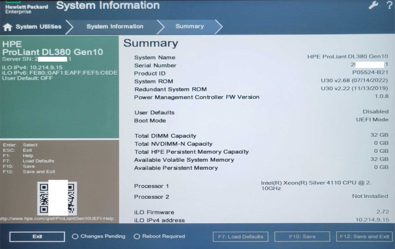 HPE ProLiant DL380 G10 1x Xeon Silver 4110 32GB RAM P408i-a SR Gen10, 8x 2.5" _