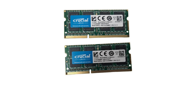 16GB (2x8GB) PC3L-12800s DDR3-1600MHz 2Rx8 Non-ECC Crucial CT102464BF160B.M16