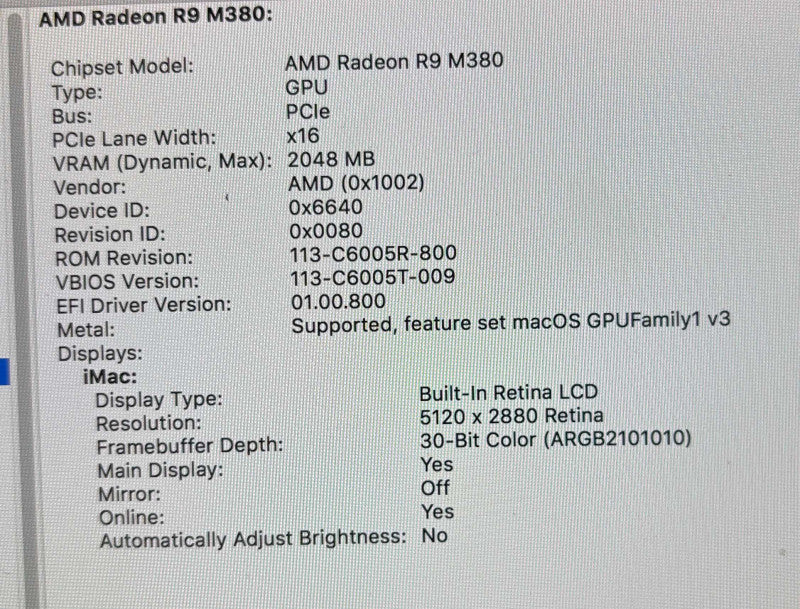 Apple iMac Retina 5K 27" Late 2015 i5-6500 Radeon R9 M380 16GB RAM 1TB HDD