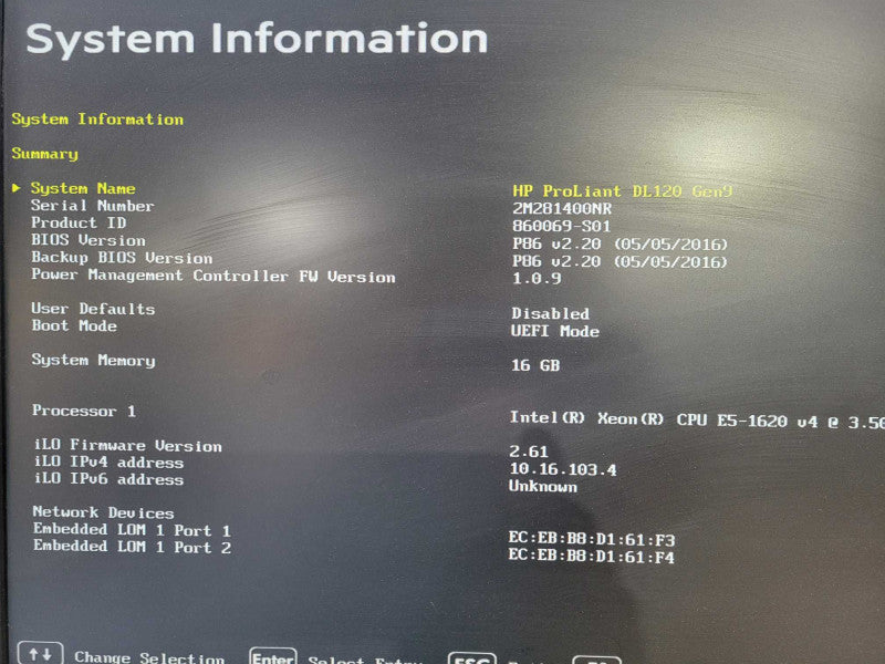 HP ProLiant DL120 Gen9 | Xeon E5-1620 v4 | 16GB DDR4 | No HDD | P440ar !