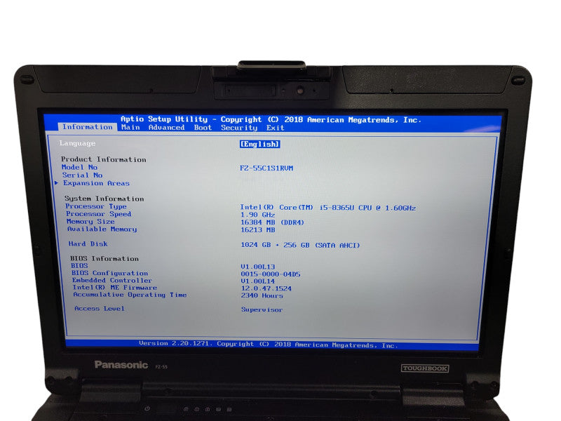 Panasonic Toughbook FZ-55, i5-8365U, 16GB RAM, 1TB+256GB, 2340 Hours Q! Lap200