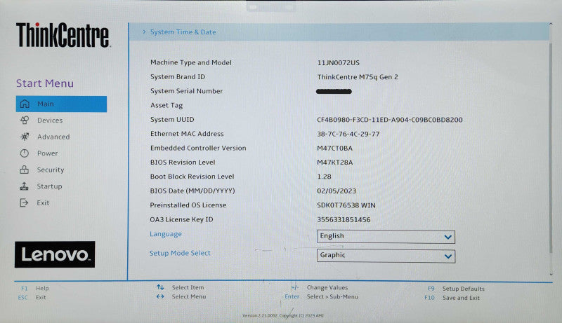 Lenovo M75q Gen 2, Ryzen 7 Pro 5750GE 3.20GHZ, 16GB DDR4, 256GB NVMe, WiFi