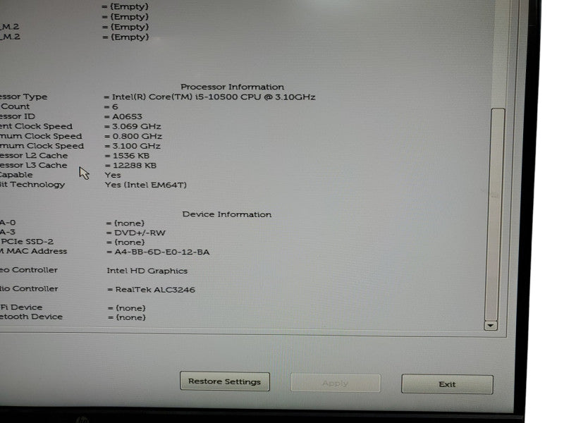 Dell Optiplex 3080 SFF I5-10500 3.10GHz 16GB Ram No HDD Q