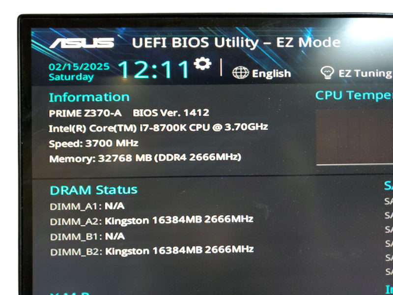 Custom Desktop Asus Z370-A RGB  I7-8700K 3.70GHz 32GB Ram No HDD
