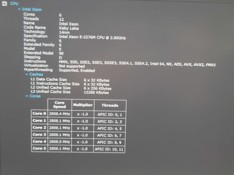 Lenovo ThinkPad P1 Gen 2 Xeon E-2276 16GB DDR4 Quadro T2000 256GB M.2  β Lap200