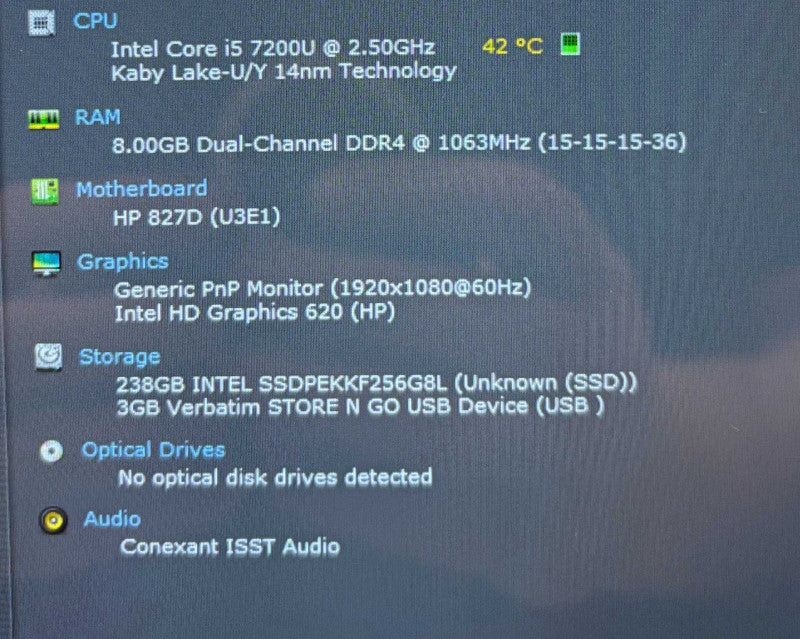 HP EliteBook x360 1030 G2 TOUCH Intel Core i5-7200U@2.5GHz 8GB RAM 256GB SSD Q Lap200