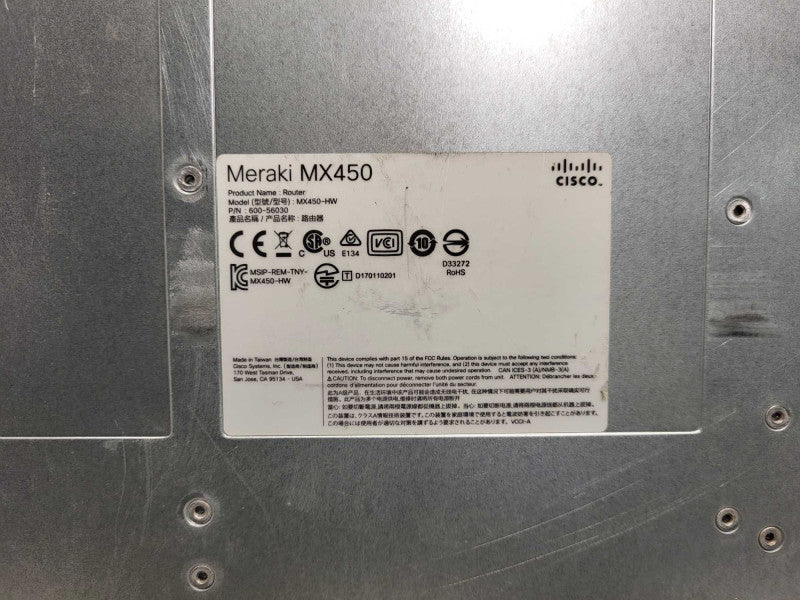 Cisco Meraki MX450-HW Gigabit Cloud Managed Security Appliance Unclaimed $