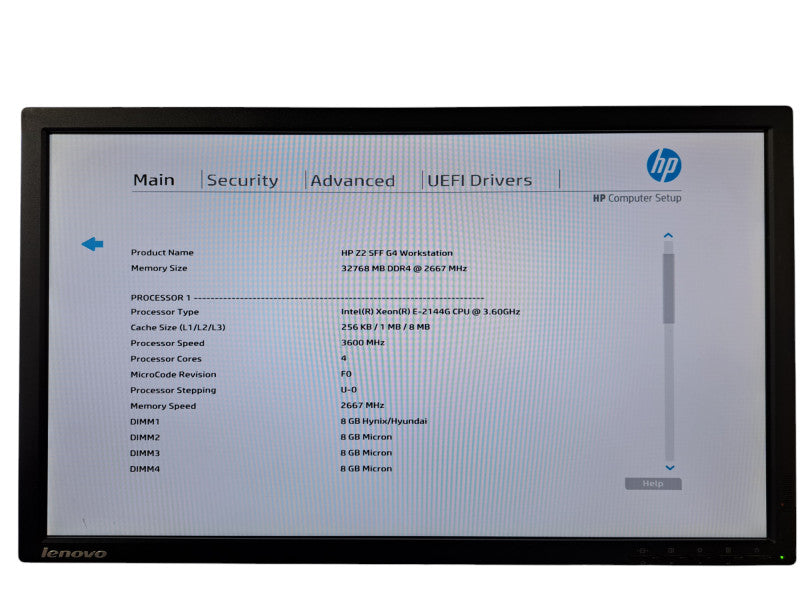 HP Z2 G4 SFF Workstation | Xeon E-2144G @3.60GHz, 32GB DDR4, No HDD/OS