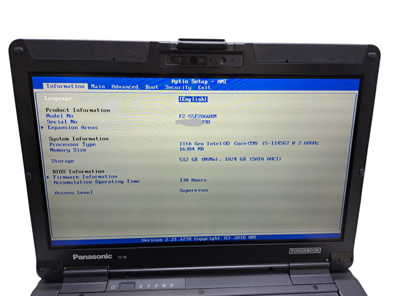 Panasonic Toughbook FZ-55 Touch | i5-1145G7, 16GB DDR4, 1TB + 512GB NVMe |170 Hours  Lap200