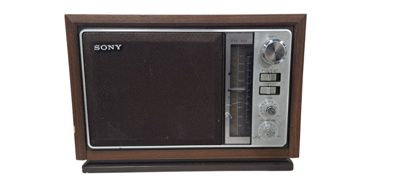 Vintage Sony ICF-9740W 2-Band AM/FM Radio Simulated Wood Cabinet | READ