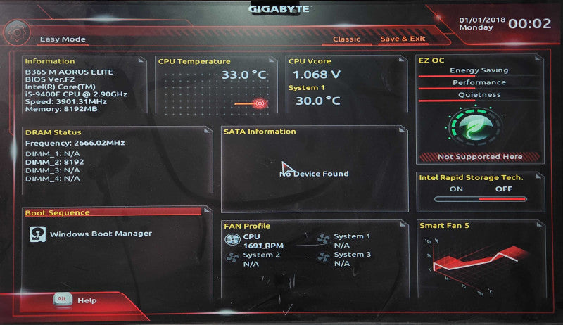 Gigabyte B365M AORUS ELITE w/ Intel Core i5-9400F CPU Processor & I/O Shield