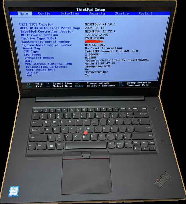 Lenovo ThinkPad P1 XEON E-2276M No Battery For Parts/Repair READ!  Lap200