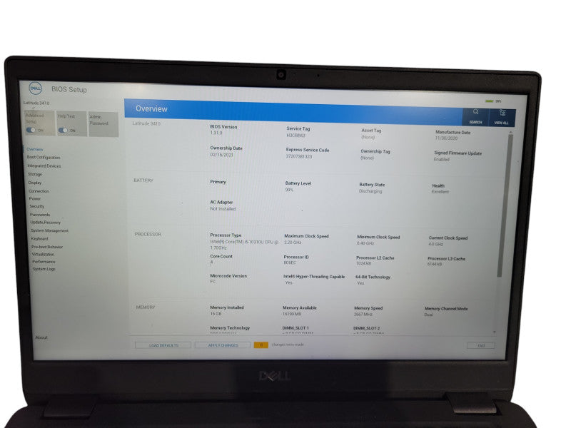 Dell Latitude 3410 14" i5-10310U @ 1.7GHz 16GB DDR4 RAM 256GB NVMe READ ! Lap200