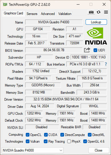 NVIDIA QUADRO P400 8GB PCIE Q%