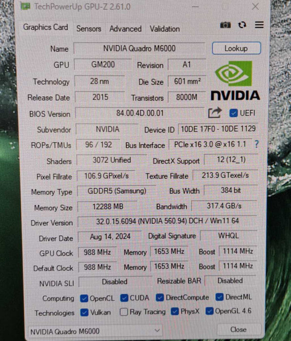 NVIDIA Quadro M6000 | 12GB GDDR5 PCIe Graphics Card | DisplayPort DVI