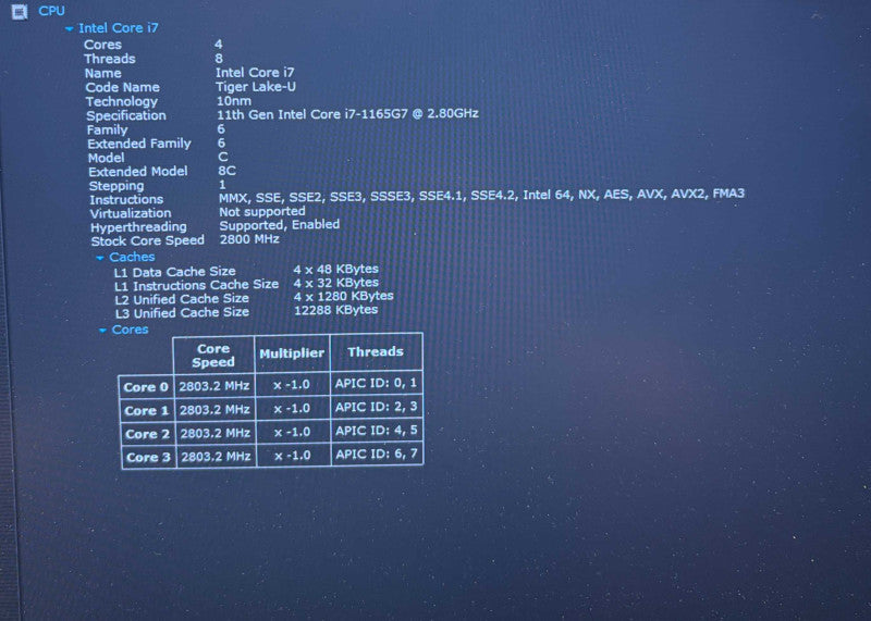 Lenovo ThinkPad X1 Carbon Gen 9 i7-1165G7@2.8GHz 16GB RAM 256GB SSD  Lap200