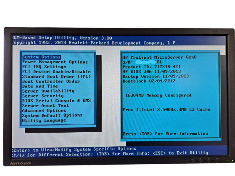 HP ProLiant MicroServer Gen8 | Pentium G2020T @2.50GHz, 16GB Ram, B120i RAID